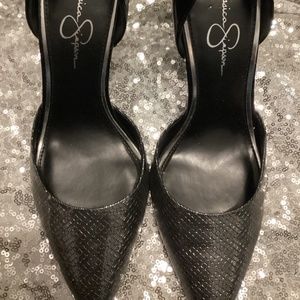 Jessica Simpson Black and Silver Heels